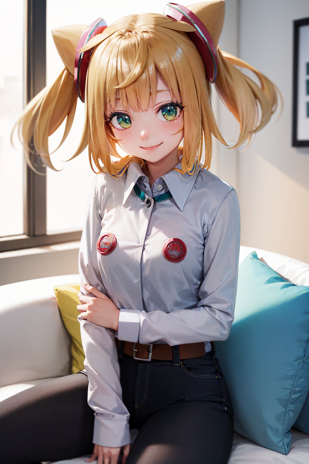 00012-150594627-(masterpiece, best quality_1.2), , cowboy shot, solo, 1girl, hacka doll 1, smile, looking at viewer, sitting, sofa, twintails, c.jpg